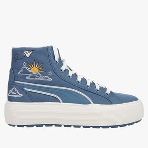 PUMA Women's Blue Embroidered High-Top Sneakers
